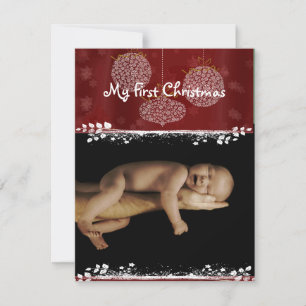 Cartes Pour Fêtes Annuelles Bébé Photo Ornements blancs Mon 1er Noël