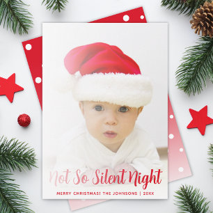 Cartes Pour Fêtes Annuelles Bébé Photo Pas Si Silencieux Nuit Drôle Rouge Noël