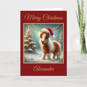 Cartes Pour Fêtes Annuelles Bébé Poney Shetland Premier Noël
