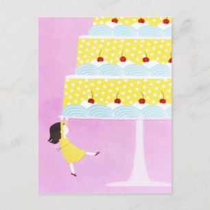 Cartes Pour Fêtes Annuelles Bébé rose coloré fille gâteau d'anniversaire