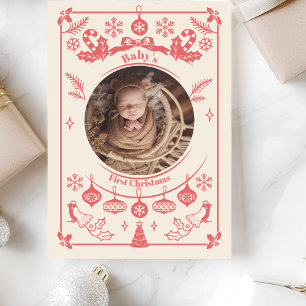 Cartes Pour Fêtes Annuelles Bébé rouge Berry Premier Noël
