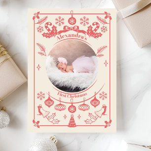 Cartes Pour Fêtes Annuelles Bébé rouge Berry Premier Noël