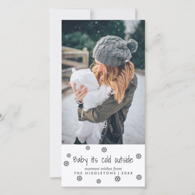 Cartes Pour Fêtes Annuelles Bébé son froid dehors Simple Script photo de vacan (Devant)