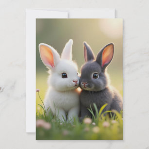 Cartes Pour Fêtes Annuelles Bébés blancs et noirs mignons dans une prairie