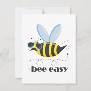 Cartes Pour Fêtes Annuelles Bee caractère avec mustache lunettes de soleil Bee