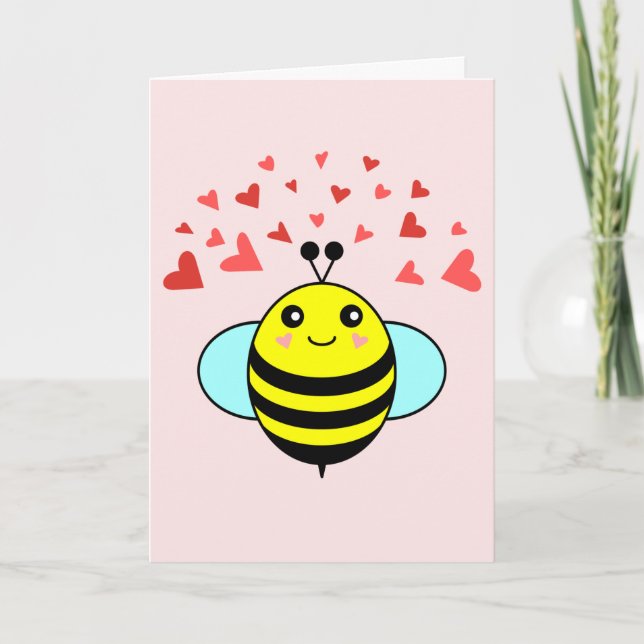 Cartes Pour Fêtes Annuelles Bee Happy Love Heart Valentine's Day (Devant)