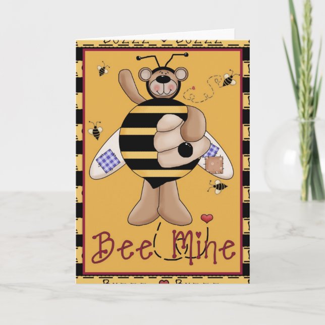 Cartes Pour Fêtes Annuelles Bee Mine Miel Ours Valentine's Day Card d1 (Devant)
