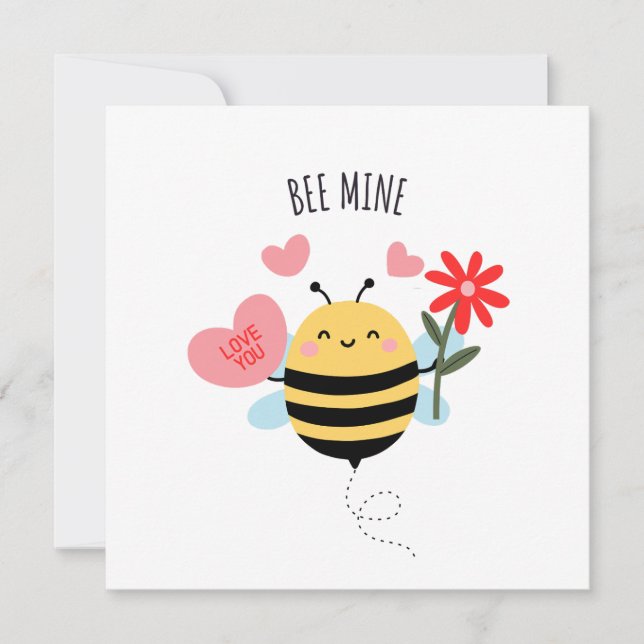 Cartes Pour Fêtes Annuelles Bee Mine Valentine Flat Card (Devant)