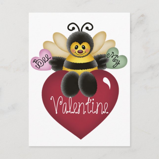 Cartes Pour Fêtes Annuelles Bee My Valentine's Day Postcards (Devant)