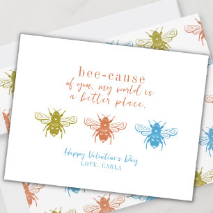 Cartes Pour Fêtes Annuelles Bee Valentine's Day Holiday Card
