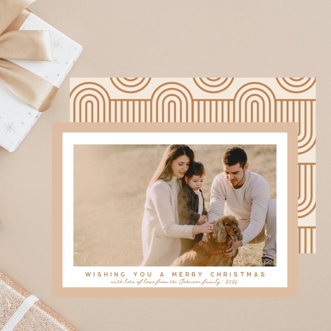 Cartes Pour Fêtes Annuelles Beige neutre photo élégant Boho Noël (Créateur téléchargé)