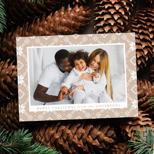 Cartes Pour Fêtes Annuelles Beige Nordic Flake Motif Photo