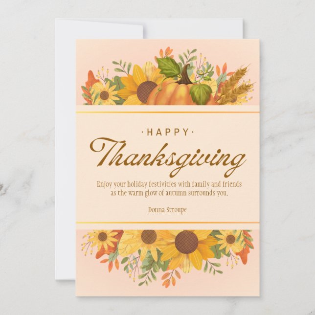 Cartes Pour Fêtes Annuelles Beige personnalisé Simple Thanksgiving (Devant)