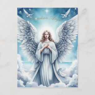 Cartes Pour Fêtes Annuelles Bel Ange Gardien Blanc