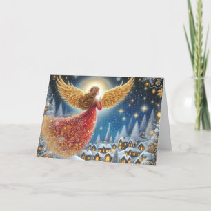 Cartes Pour Fêtes Annuelles Belle Ange de Noël aux couleurs cramoisi et or
