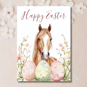 Cartes Pour Fêtes Annuelles Belle Aquarelle Cheval Souhaits de Pâques