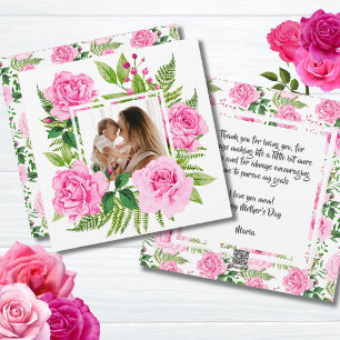 Cartes Pour Fêtes Annuelles Belle Aquarelle rose Rose Photo Fête des Mères