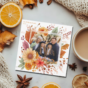 Cartes Pour Fêtes Annuelles Belle Automne Florale Famille Photo Thanksgiving