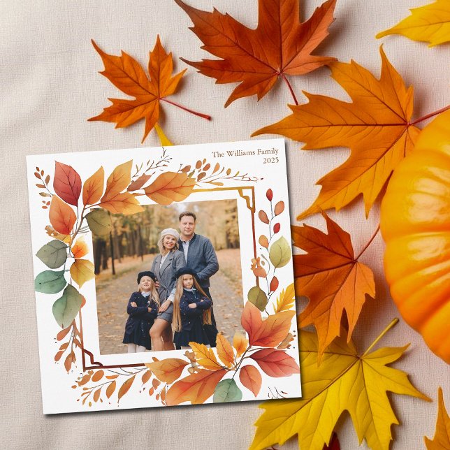 Cartes Pour Fêtes Annuelles Belle automne Foliage Famille Photo Thanksgiving (Créateur téléchargé)