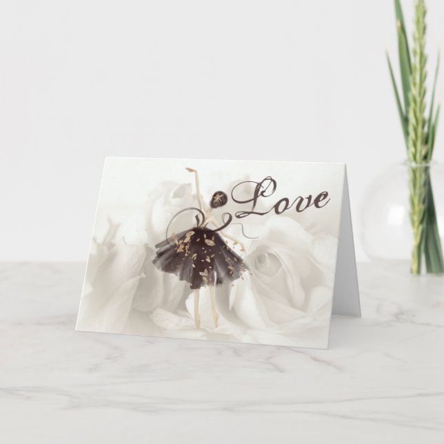 Cartes Pour Fêtes Annuelles Belle Ballerina, Roses Blanches Saint Valentin H (Devant)