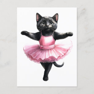Cartes Pour Fêtes Annuelles Belle ballerine de chat noir danse ballet