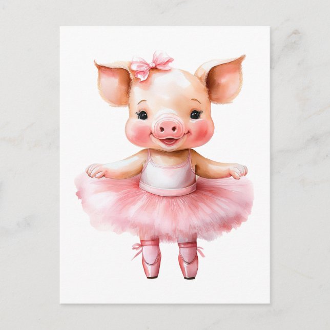 Cartes Pour Fêtes Annuelles Belle ballerine de cochon danse ballet (Devant)