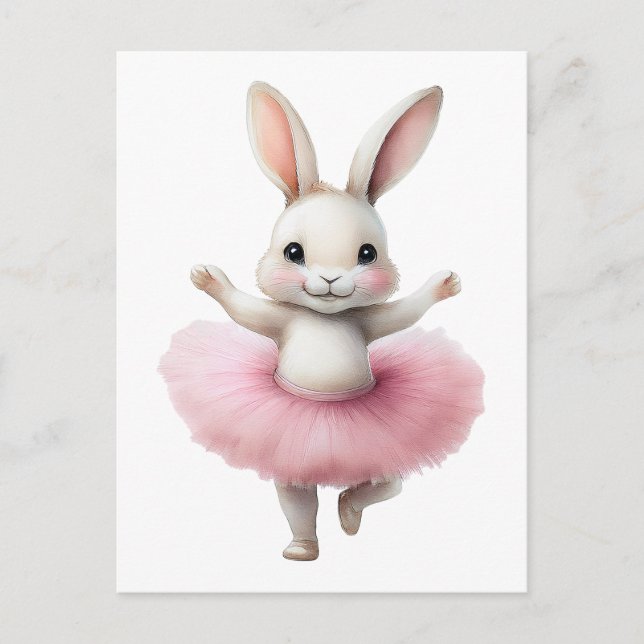 Cartes Pour Fêtes Annuelles Belle ballerine de lapin blanc danse ballet (Devant)