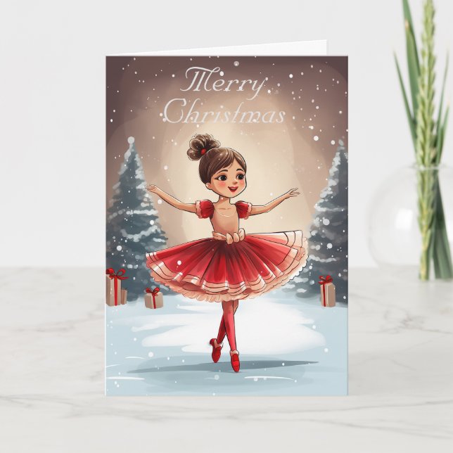 Cartes Pour Fêtes Annuelles Belle Ballerine d'hiver Casse-Noisette de Noël (Devant)