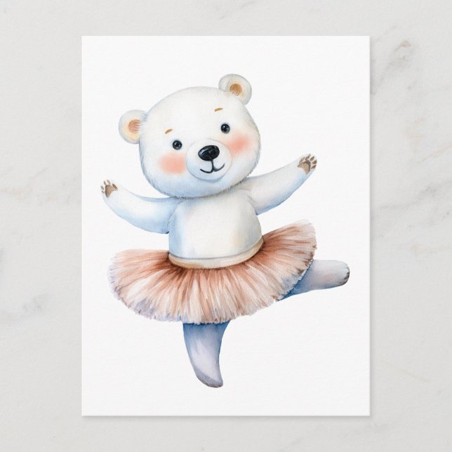 Cartes Pour Fêtes Annuelles Belle ballerine d'ours polaire danse ballet (Devant)