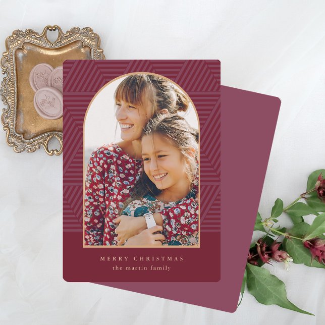 Cartes Pour Fêtes Annuelles Belle Berry Motif géométrique Photo Noël (Créateur téléchargé)