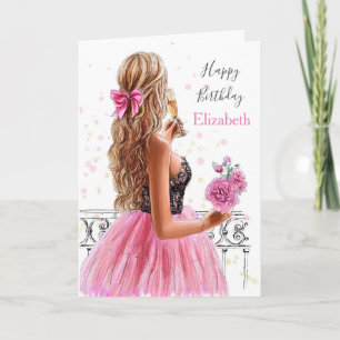 Cartes Pour Fêtes Annuelles Belle Blond Fashion Girl Joyeux Anniversaire Fête