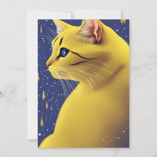 Cartes Pour Fêtes Annuelles Belle Chat Jaune aux Yeux Bleus