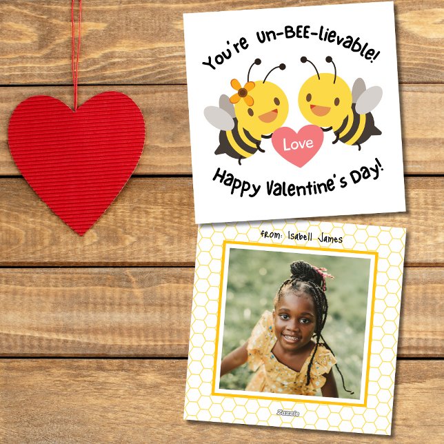 Cartes Pour Fêtes Annuelles Belle classe Bee Photo Saint Valentin (Créateur téléchargé)