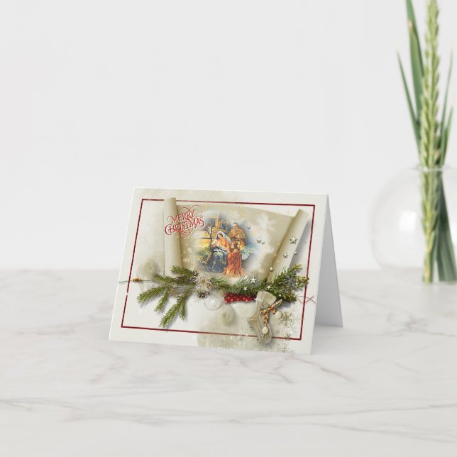 Cartes Pour Fêtes Annuelles Belle collage de nativité personnalisé (Devant)