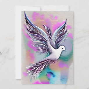 Cartes Pour Fêtes Annuelles Belle Colombe Éthérée Aquarelle Blanche