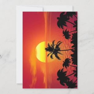 Cartes Pour Fêtes Annuelles Belle Coucher de soleil Scène Palmiers Cool lumine