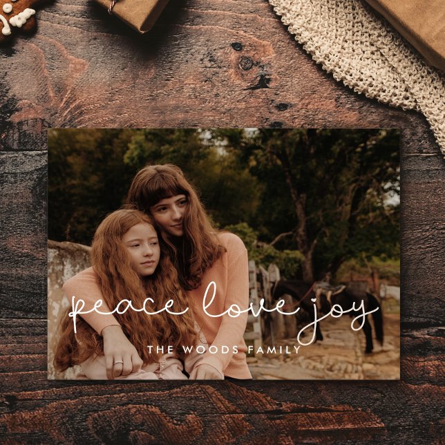 Cartes Pour Fêtes Annuelles Belle écriture Peace Love Joy (Créateur téléchargé)