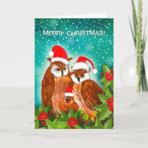 Belle famille de hibou sur Noël !