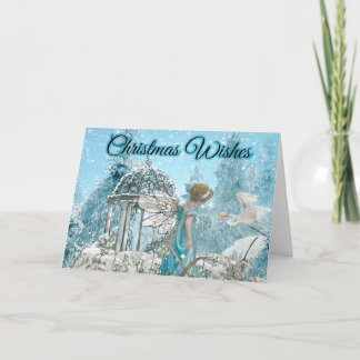 Cartes Pour Fêtes Annuelles Belle Fée et oiseaux Noël d'hiver