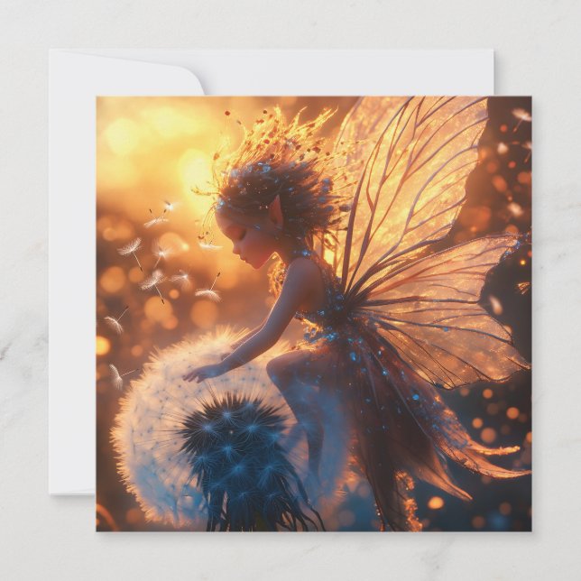 Cartes Pour Fêtes Annuelles Belle fée solaire avec Dandelion (Devant)