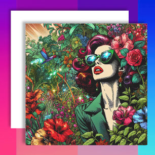 Cartes Pour Fêtes Annuelles Belle Femme dans le Jardin des Fleurs