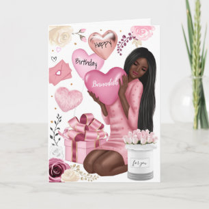 Cartes Pour Fêtes Annuelles Belle Fille Africaine Américaine Joyeuse Anniversa