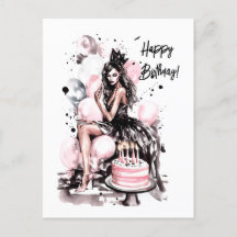 Belle fille avec gâteau d'anniversaire