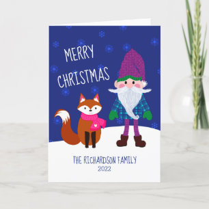 Cartes Pour Fêtes Annuelles Belle Gnome Fox Snowflakes Joyeux Noël