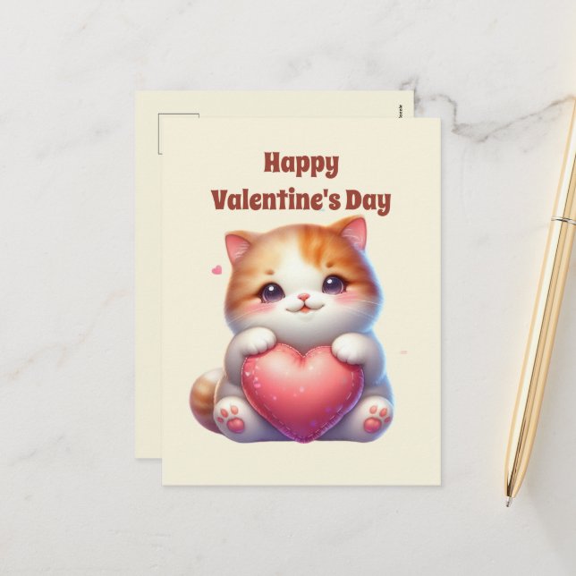 Cartes Pour Fêtes Annuelles Belle Heureuse Sainte-Valentin chattes enfants (Devant/Arrière en situation)