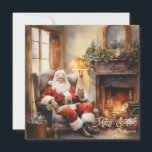 Cartes Pour Fêtes Annuelles Belle illustration rétro Santa Claus lire des lett<br><div class="desc">Image rétro mignonne Le Père Noël lit des lettres Cartes de fin de année de voeux de Noël, </div>