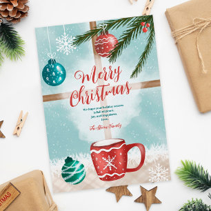 Cartes Pour Fêtes Annuelles Belle neige de cacao Illustrations de fenêtre de N