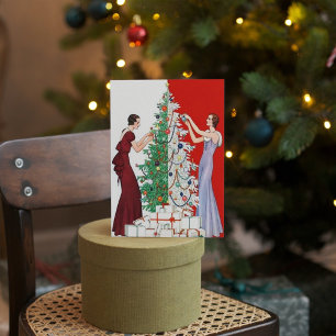 Cartes Pour Fêtes Annuelles Belle Noël art déco dames vintages
