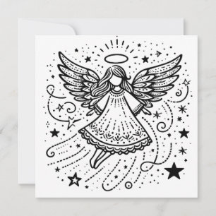 Cartes Pour Fêtes Annuelles Belle œuvre d'art à colorier Ange de Noël