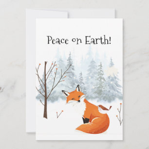 Cartes Pour Fêtes Annuelles Belle Paix sur Terre Renard Rouge Oiseau Hiver